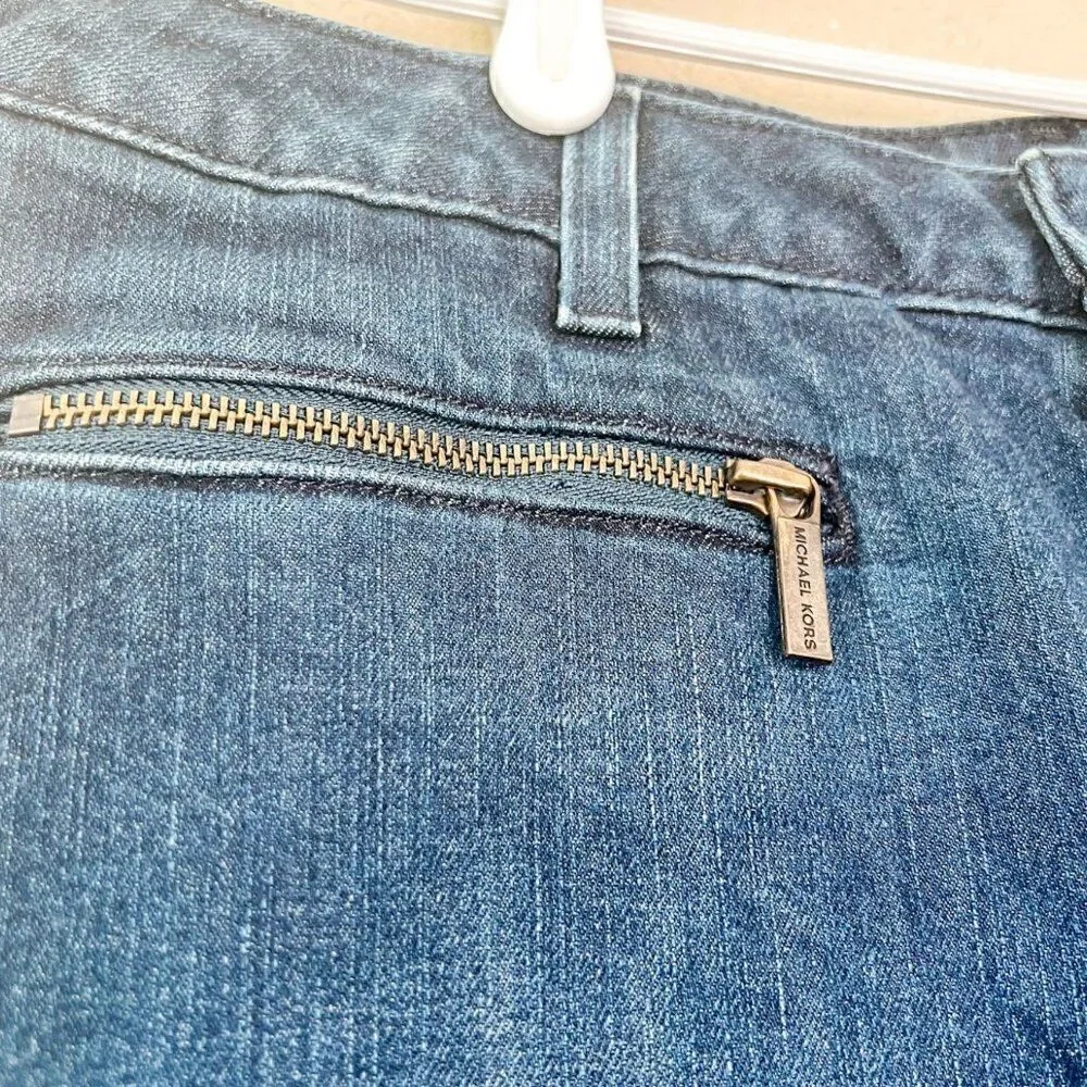 Michael Kors Denim Skinny Jeans Gold zipper front Pockets Size 6